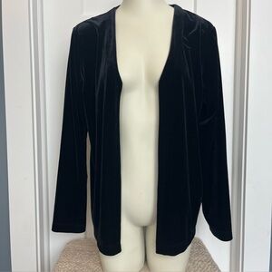 Chico's Women's Open Cardigan Jacket Size 2 Velvet Solid BlackVintage No Closure